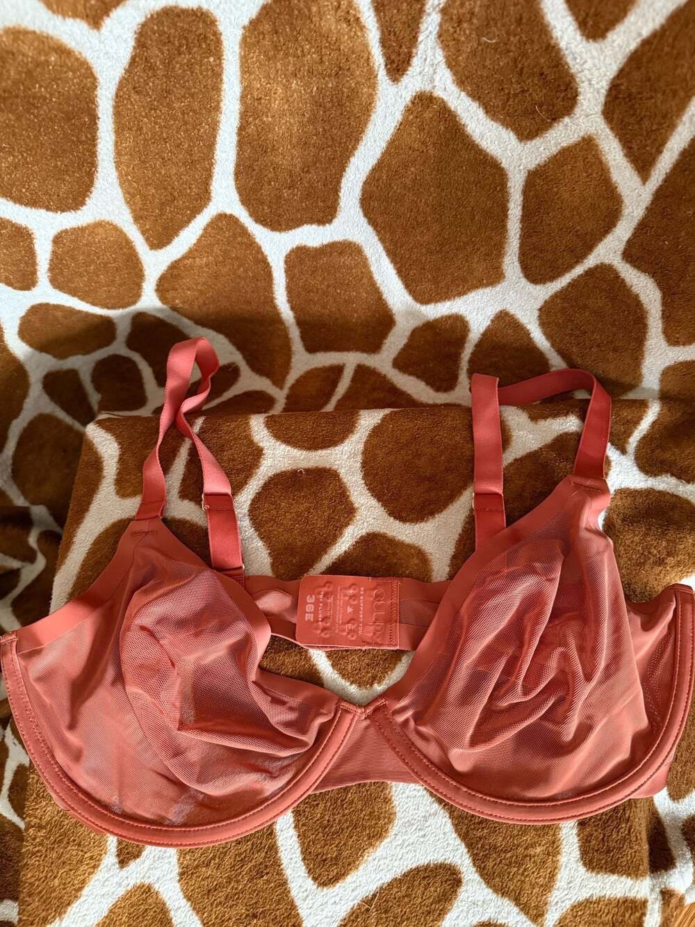 NWOT CUUP The Plunge Mesh Underwire Bra 36E Rust/Clay